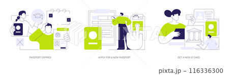 Passport application abstract concept vector illustrations. 116336300