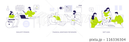 Social financial aid abstract concept vector illustrations. 116336304