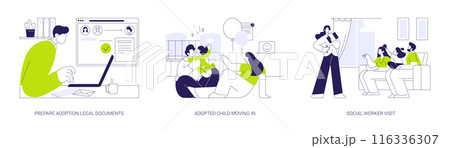 Happy family with adopted child abstract concept vector illustrations. Happy family with adopted child abstract concept vector illustrations. 116336307