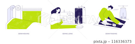 Jeans production abstract concept vector illustrations. 116336373