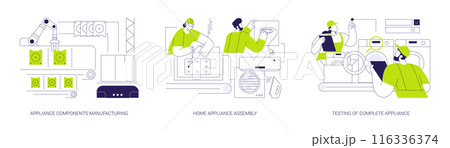 Home appliance manufacturing abstract concept vector illustrations. 116336374