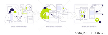 Electronic devices assembly abstract concept vector illustrations. 116336376