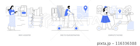 Electric scooter rental isolated cartoon vector illustrations se Electric scooter rental isolated cartoon vector illustrations se 116336388
