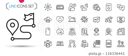 Pack of Smile chat, Download file and Globe line icons. Include Business skill, Info, Accounting report pictogram icons. Auction, Loyalty points, Cloud server signs. Businessman case. Vector Pack of Smile chat, Download file and Globe line icons. Include Business skill, Info, Accounting report pictogram icons. Auction, Loyalty points, Cloud server signs. Businessman case. Vector 116336441