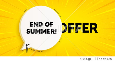 End of Summer Sale. Chat speech bubble banner. Special offer price sign. Advertising Discounts symbol. End summer speech bubble message. Talk box background. Vector 116336480