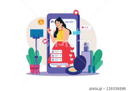 Couple watching live television Illustration concept 116336896