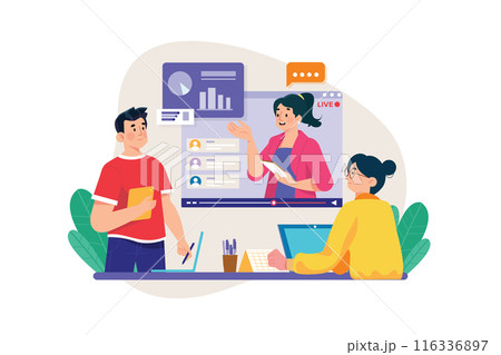 Couple watching live television Illustration concept Couple watching live television Illustration concept 116336897