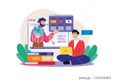 Couple watching live television Illustration concept 116336901