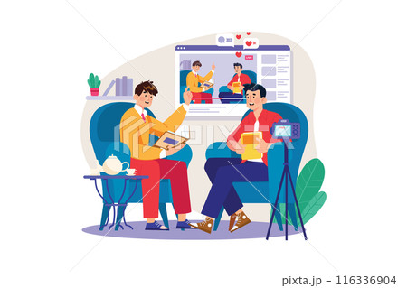 Couple watching live television Illustration concept 116336904