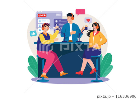 Couple watching live television Illustration concept Couple watching live television Illustration concept 116336906