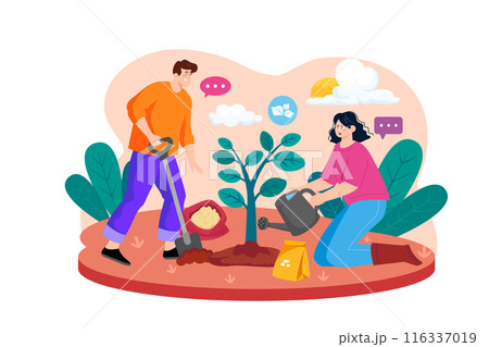 Save the Tree Illustration concept. A flat illustration isolated on white background Save the Tree Illustration concept. A flat illustration isolated on white background 116337019