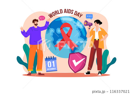 World Aids Day Illustration concept. A flat illustration isolated on white background 116337021