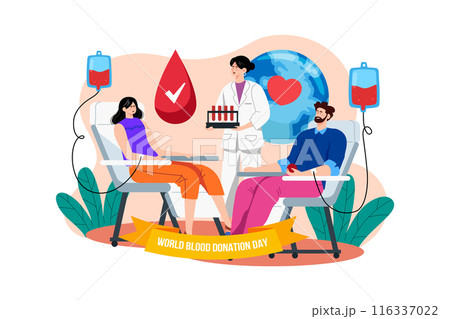 World Blood Donation Day Illustration concept. A flat illustration isolated on white background 116337022