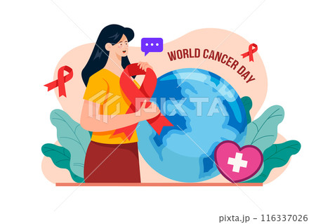 World Cancer Day Illustration concept. A flat illustration isolated on white background World Cancer Day Illustration concept. A flat illustration isolated on white background 116337026