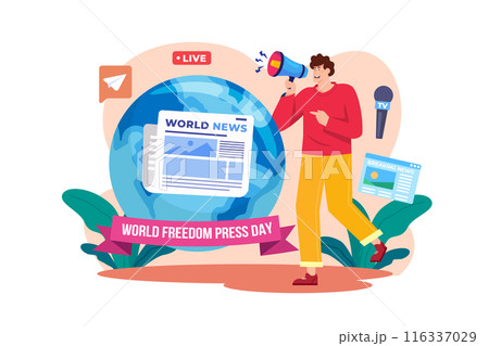 World Freedom Press Day Illustration concept. A flat illustration isolated on white background 116337029