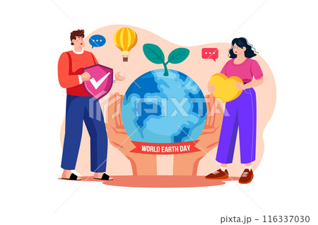 World Earth Day Illustration concept. A flat illustration isolated on white background World Earth Day Illustration concept. A flat illustration isolated on white background 116337030