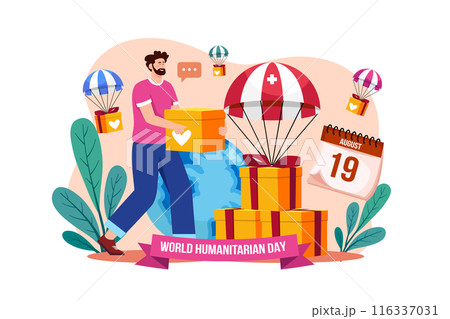 World Humanitarian Day Illustration concept. A flat illustration isolated on white background 116337031