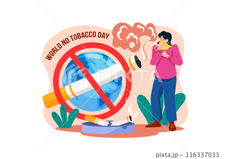 World No Tobacco Day Illustration concept. A flat illustration isolated on white background World No Tobacco Day Illustration concept. A flat illustration isolated on white background 116337033