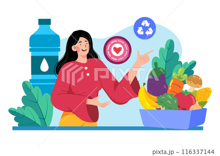 Organic Food Illustration concept. A flat illustration isolated on white background Organic Food Illustration concept. A flat illustration isolated on white background 116337144