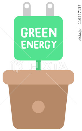 Kid hand drawn cute ecology world earth day element green energy plug 116337157