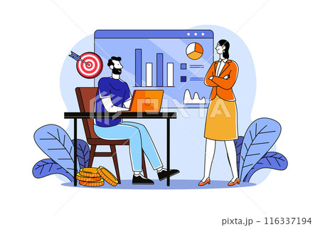 Market Analysis Illustration concept on white background Market Analysis Illustration concept on white background 116337194