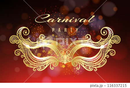 Golden venetian mask invitation card 116337215