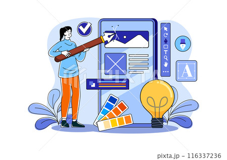 Mobile UI design Illustration concept on white background Mobile UI design Illustration concept on white background 116337236