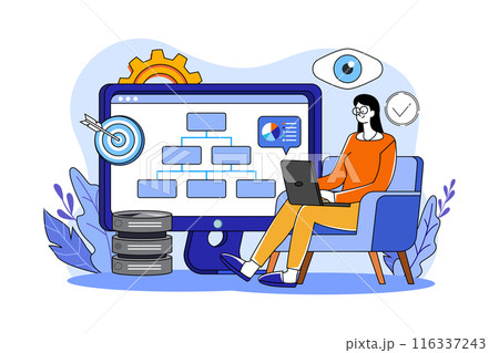 Data Monitoring Illustration concept on white background Data Monitoring Illustration concept on white background 116337243