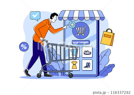 Shopping Online Illustration concept. Flat illustration isolated on white background 116337282