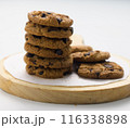 Closeup of a group of assorted cookies. Chocolate chip 116338898