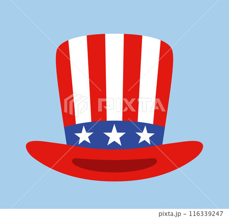 Uncle Sam's hat. United States patriotic symbol icon vector illustration. 116339247