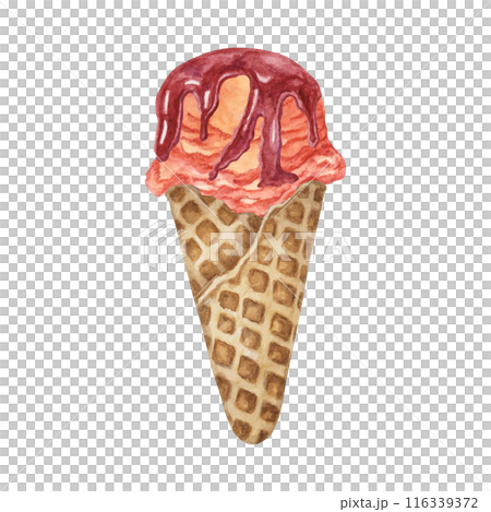 Orange creamsicle, mango, sherbet, pumpkin or peach ice cream scoop with berry sauce topping in waffle cone clipart . Dessert watercolor illustration for labels, menu, culinary design, summer fair Orange creamsicle, mango, sherbet, pumpkin or peach ice cream scoop with berry sauce topping in waffle cone clipart . Dessert watercolor illustration for labels, menu, culinary design, summer fair 116339372