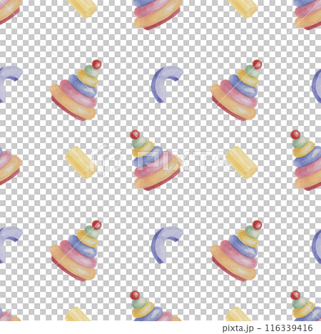 Baby seamless pattern with blocks and Ring tower puzzle in watercolor. Simple toy ornament. Hand drawn textile print for kids clothes, children's nursery wallpaper, wrapping paper, scrapbooking Baby seamless pattern with blocks and Ring tower puzzle in watercolor. Simple toy ornament. Hand drawn textile print for kids clothes, children's nursery wallpaper, wrapping paper, scrapbooking 116339416