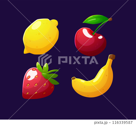 Set of fruits and berries icons for game or application flat style 116339587