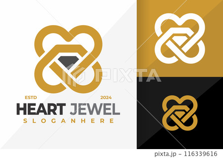 Heart Jewellery Logo design vector symbol icon illustration 116339616