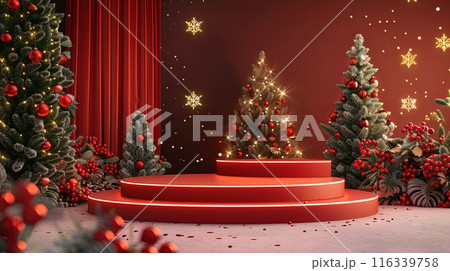 A festive, red-themed Christmas scene  116339758