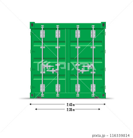 Metal green loaded container with closed doors. Metal green loaded container with closed doors. 116339814