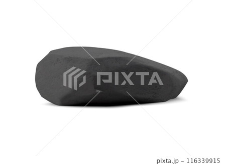 3d vector made of stone and rocks: a dark gray boulder on a white background 3d vector made of stone and rocks: a dark gray boulder on a white background 116339915