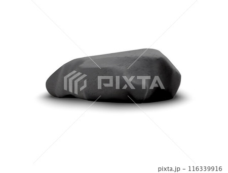 3D vector element of a huge black stone and rocks isolated on a white background. 116339916