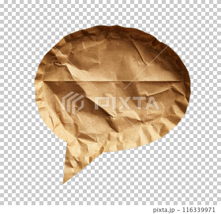 Brown Paper Speech Bubble on White Background 116339971