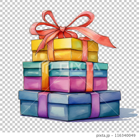 A Watercolor Painting of a Stack of Gift Boxes A Watercolor Painting of a Stack of Gift Boxes 116340049