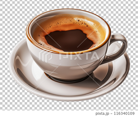 Savor the rich intensity of a steaming cup of espresso. Bold, aromatic, and satisfying, a perfect indulgence for coffee enthusiasts seeking a concentrated and flavorful experience. AI Generated 116340109