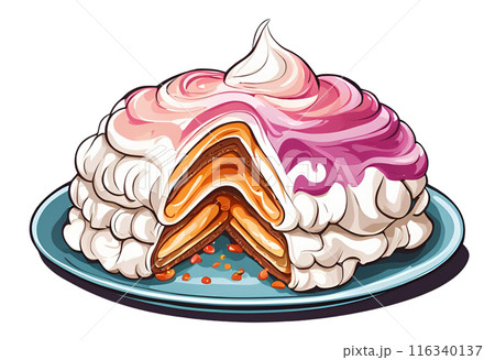 Exquisite Baked Alaska flambe, crafted for a luxurious dinner experience, combining decadent flavors and elegant presentation to elevate any special occasion. AI Generated 116340137
