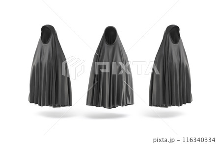 Blank black female chador mockup, front and side view 116340334