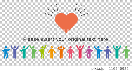 人群和心臟圖標設計材料-人權問題、LGBTQ、活動公告等的視覺效果。 116340922