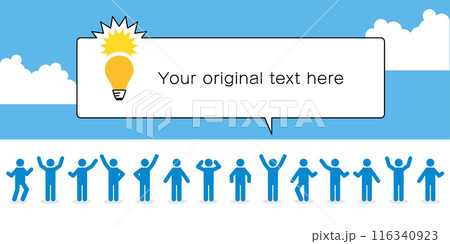 たくさんの人物アイコンとフキダシのタイトルイラスト 116340923