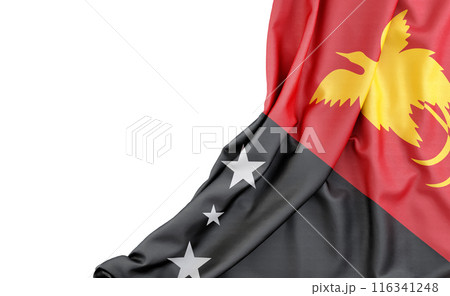 Flag of Papua New Guinea with empty space on the left. Isolated. 3D Rendering 116341248