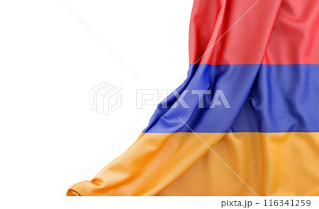 Flag of Armenia with empty space on the left. Isolated. 3D Rendering 116341259