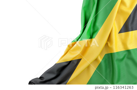 Flag of Jamaica with empty space on the left. Isolated. 3D Rendering 116341263