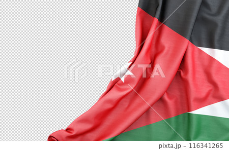 Flag of Jordan with empty space on the left. Isolated. 3D Rendering Flag of Jordan with empty space on the left. Isolated. 3D Rendering 116341265